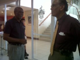 Old comrades - Richards meets late consultant physician Knox Hagley while visiting the UWI Museum in 2014